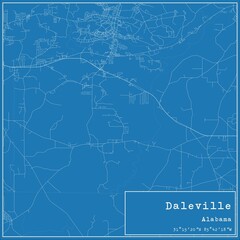 Blueprint US city map of Daleville, Alabama.
