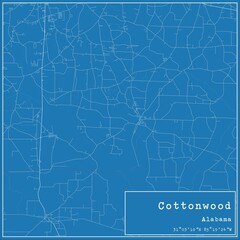 Blueprint US city map of Cottonwood, Alabama.