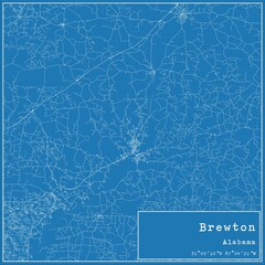 Blueprint US city map of Brewton, Alabama.