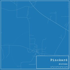 Blueprint US city map of Pinckard, Alabama.