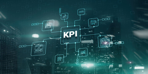 KPI Key Performance Indicator for Business technology concept. Modern city interface