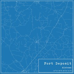 Blueprint US city map of Fort Deposit, Alabama.