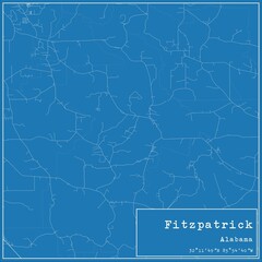 Obraz premium Blueprint US city map of Fitzpatrick, Alabama.