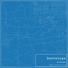 Blueprint US city map of Eastaboga, Alabama.