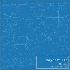 Obraz premium Blueprint US city map of Hayneville, Alabama.