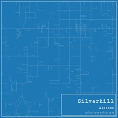 Fototapeta premium Blueprint US city map of Silverhill, Alabama.