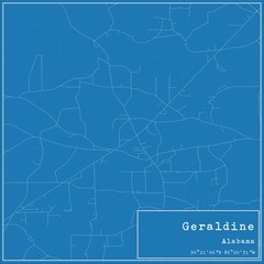 Blueprint US city map of Geraldine, Alabama.