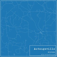 Blueprint US city map of Autaugaville, Alabama.