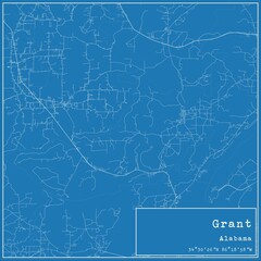 Blueprint US city map of Grant, Alabama.