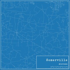 Blueprint US city map of Somerville, Alabama.