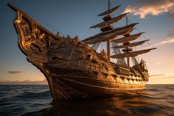 Wooden majesty ship. Generate Ai