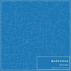 Blueprint US city map of Anderson, Alabama.