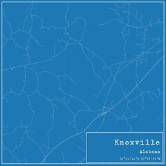 Blueprint US city map of Knoxville, Alabama.