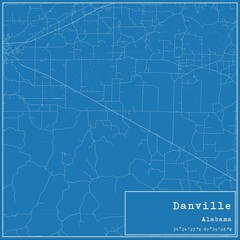 Obraz premium Blueprint US city map of Danville, Alabama.