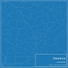 Blueprint US city map of Dawson, Alabama.