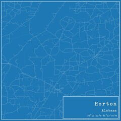 Blueprint US city map of Horton, Alabama.