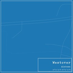 Blueprint US city map of Westover, Alabama.