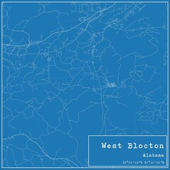 Blueprint US city map of West Blocton, Alabama.