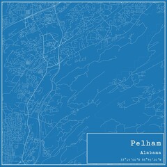 Blueprint US city map of Pelham, Alabama.