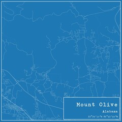 Obraz premium Blueprint US city map of Mount Olive, Alabama.