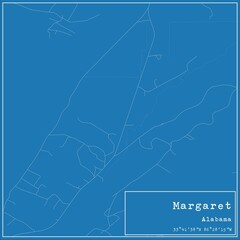 Blueprint US city map of Margaret, Alabama.