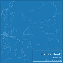 Blueprint US city map of Paint Rock, Alabama.