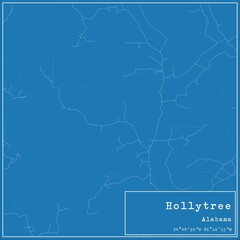 Blueprint US city map of Hollytree, Alabama.