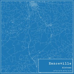 Fototapeta premium Blueprint US city map of Hanceville, Alabama.
