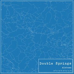 Blueprint US city map of Double Springs, Alabama.