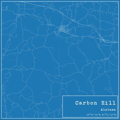 Blueprint US city map of Carbon Hill, Alabama.