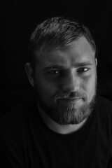 Fototapeta premium bearded man black and white portrait
