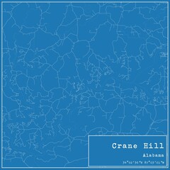 Blueprint US city map of Crane Hill, Alabama.