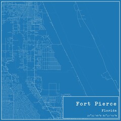 Blueprint US city map of Fort Pierce, Florida.