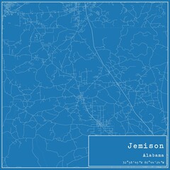 Blueprint US city map of Jemison, Alabama.