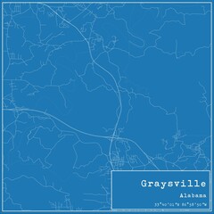 Blueprint US city map of Graysville, Alabama.