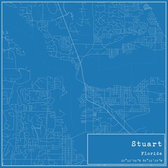 Blueprint US city map of Stuart, Florida.