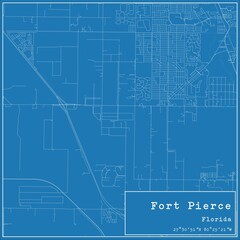 Blueprint US city map of Fort Pierce, Florida.