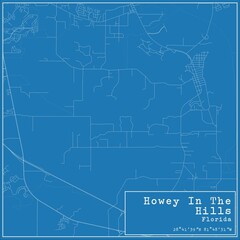 Blueprint US city map of Howey In The Hills, Florida.