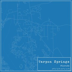 Blueprint US city map of Tarpon Springs, Florida.