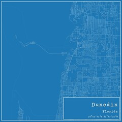 Blueprint US city map of Dunedin, Florida.