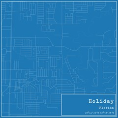 Blueprint US city map of Holiday, Florida.