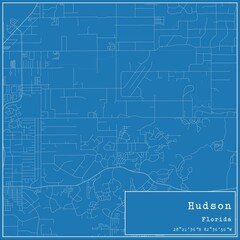 Fototapeta premium Blueprint US city map of Hudson, Florida.