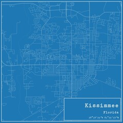 Blueprint US city map of Kissimmee, Florida.