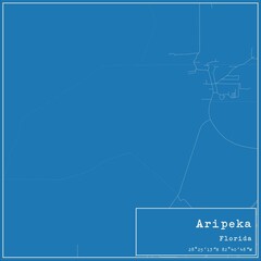 Blueprint US city map of Aripeka, Florida.