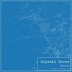 Blueprint US city map of Crystal River, Florida.