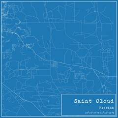 Blueprint US city map of Saint Cloud, Florida.
