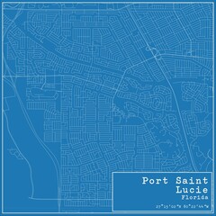 Blueprint US city map of Port Saint Lucie, Florida.