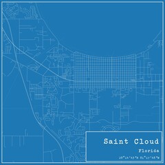 Blueprint US city map of Saint Cloud, Florida.