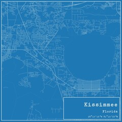 Blueprint US city map of Kissimmee, Florida.