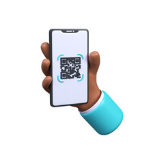 Scan QR code icon with phone. 3d render 